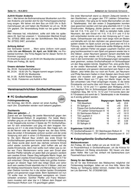 Ausgabe 16 vom 19.04.2013 - Schwendi