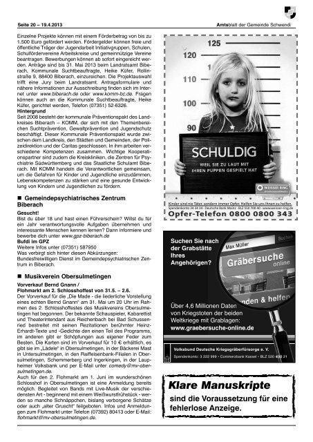 Ausgabe 16 vom 19.04.2013 - Schwendi