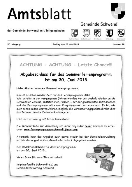 Ausgabe 26 vom 28.06.2013 - Schwendi