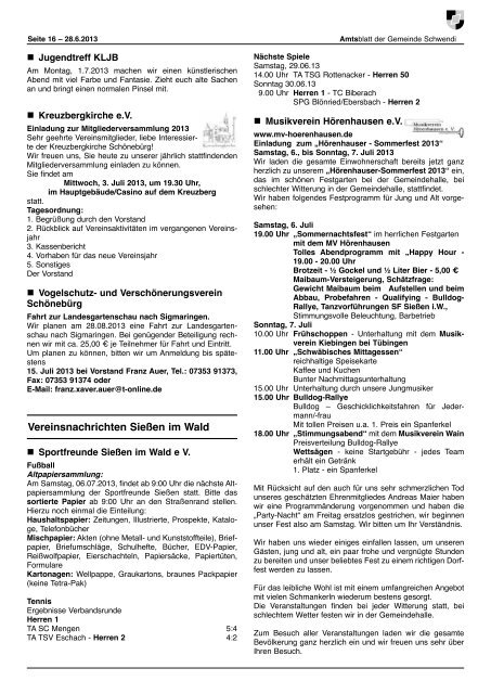 Ausgabe 26 vom 28.06.2013 - Schwendi