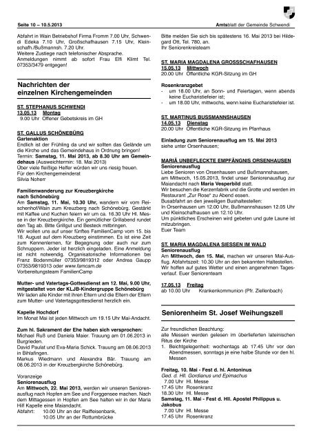 Ausgabe 19 vom 10.05.2013 - Schwendi