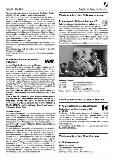 Ausgabe 19 vom 10.05.2013 - Schwendi