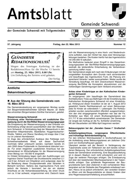 Ausgabe 12 vom 22.03.2013 - Schwendi