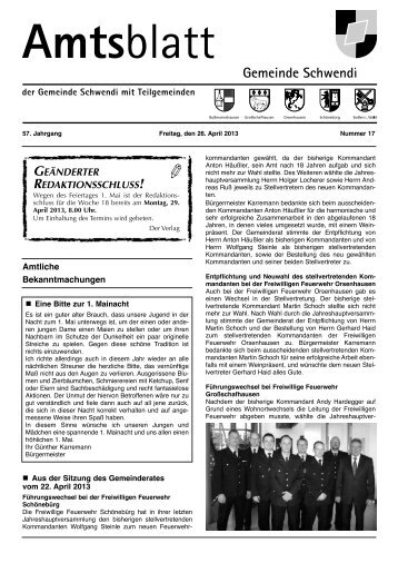 Ausgabe 17 vom 26.04.2013 - Schwendi