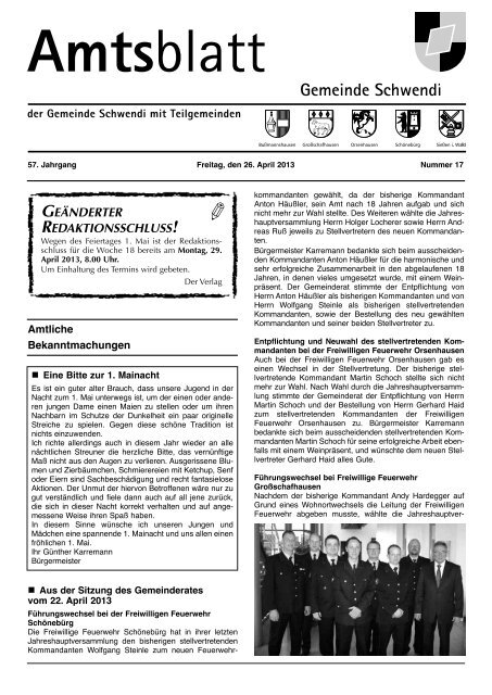 Ausgabe 17 vom 26.04.2013 - Schwendi