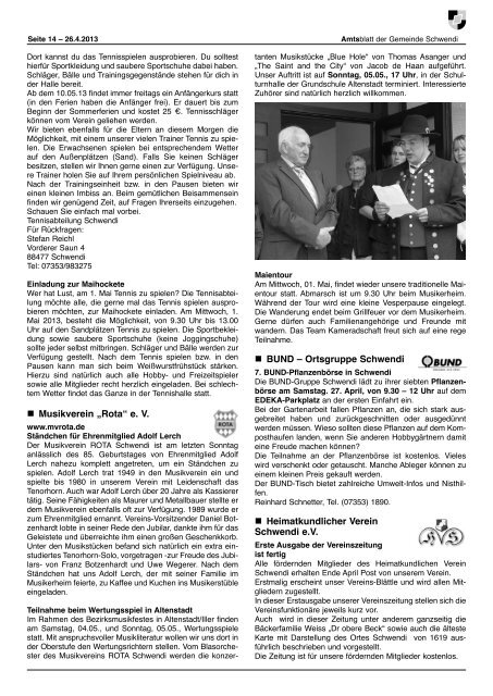 Ausgabe 17 vom 26.04.2013 - Schwendi