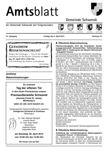 Ausgabe 14 vom 05.04.2013 - Schwendi