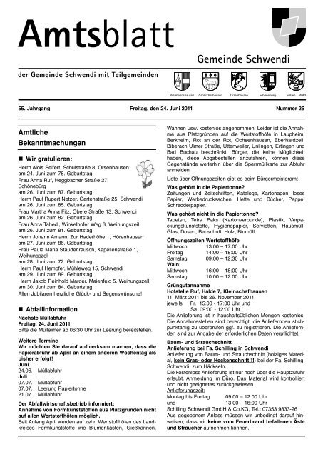 Ausgabe 25 vom 24.06.2011(2.01 mb) - Schwendi