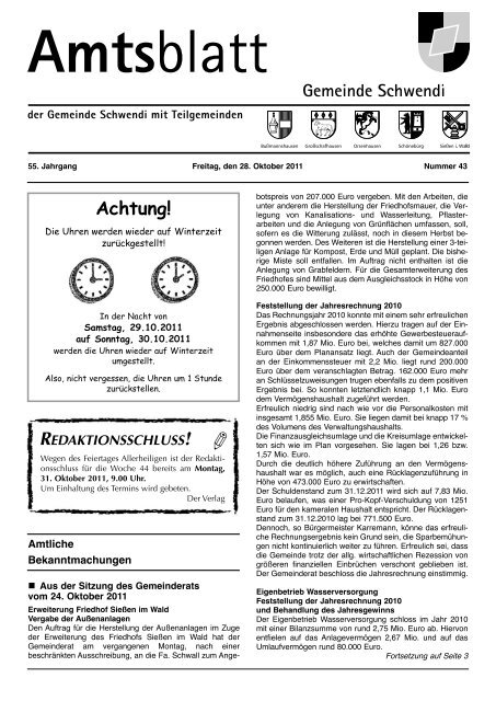 Ausgabe 43 vom 28.10.2011(2 mb) - Schwendi