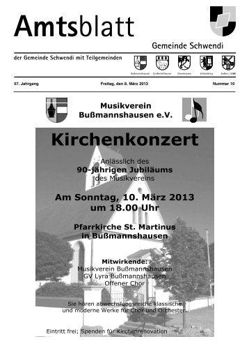 Ausgabe 10 vom 08.03.2013 - Schwendi