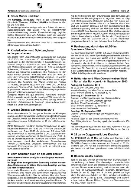 Ausgabe 36 vom 06.09.2013 - Schwendi