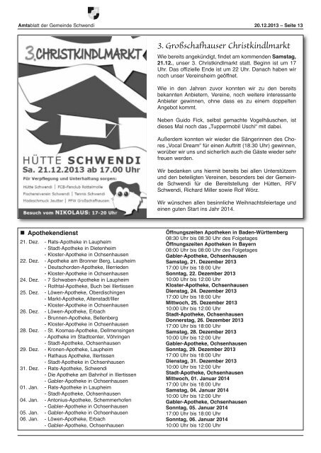 Ausgabe 51-52 vom 20.12.2013 - Schwendi