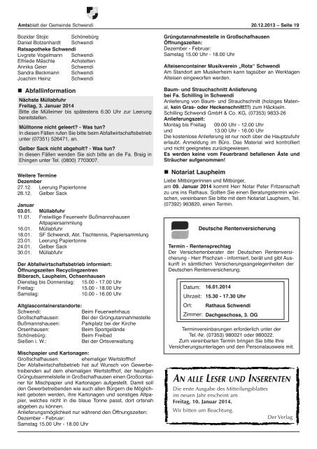 Ausgabe 51-52 vom 20.12.2013 - Schwendi