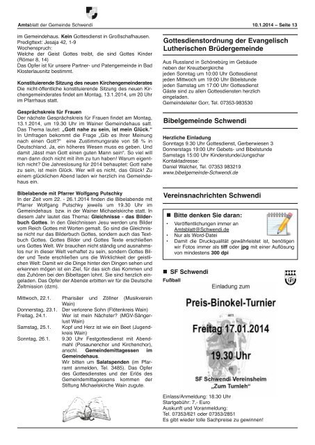 Ausgabe 1-2 vom 10.01.2014 - Schwendi