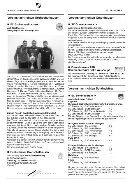 Ausgabe 1-2 vom 10.01.2014 - Schwendi