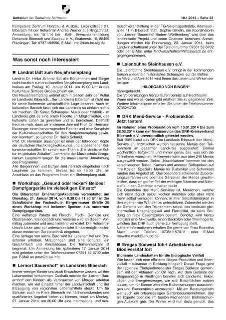 Ausgabe 1-2 vom 10.01.2014 - Schwendi