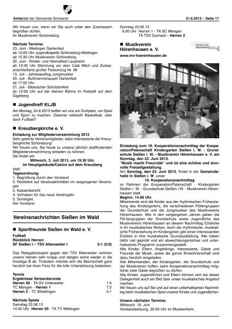 Ausgabe 25 vom 21.06.2013 - Schwendi