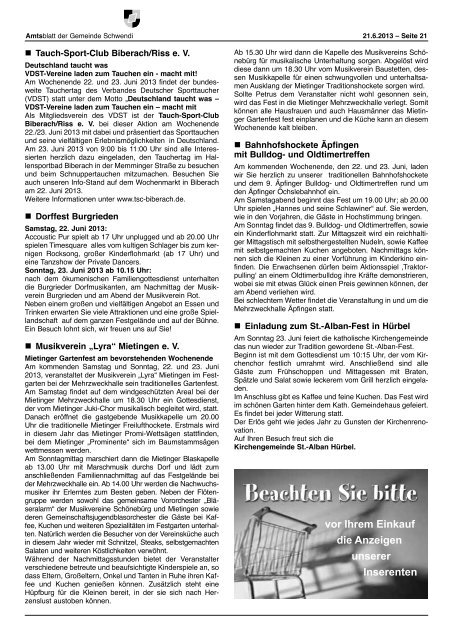 Ausgabe 25 vom 21.06.2013 - Schwendi