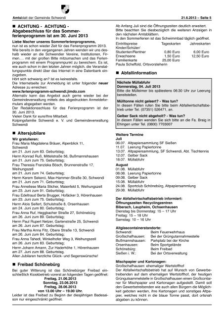 Ausgabe 25 vom 21.06.2013 - Schwendi