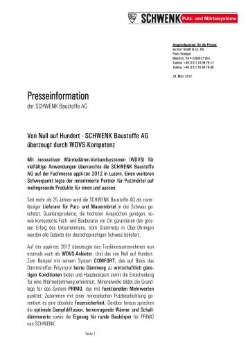 Presseinformation - SCHWENK Baustoffe AG