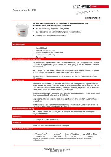 Voranstrich UNI - SCHWENK Baustoffe AG