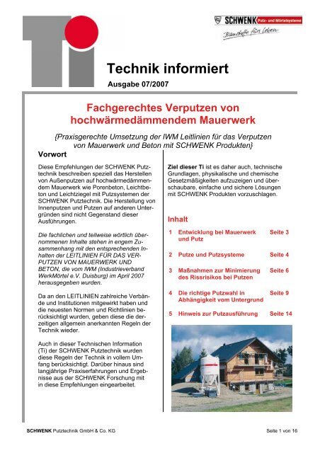 Fachgerechtes Verputzen von hochwÃ¤rmedÃ¤mmendem Mauerwerk