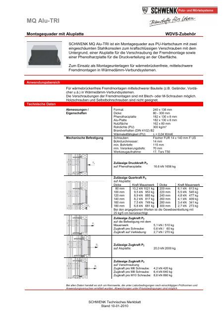 MQ Alu-TRI - SCHWENK Putztechnik GmbH & Co. KG