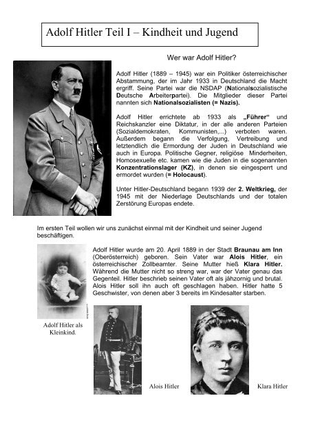Adolf Hitler Teil I Kindheit Und Jugend