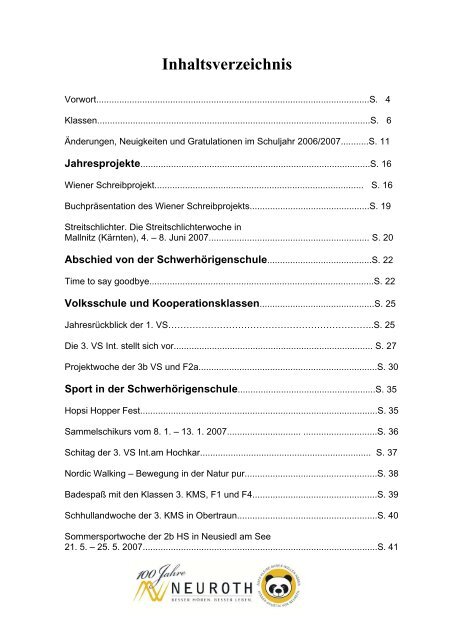 Änderungen, Neuigkeiten und Gratulationen im Schuljahr 2006/2007