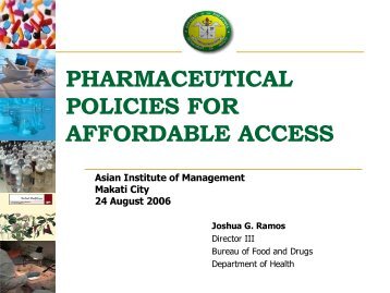 bfad presentation on pharmaceutical policies for drug access