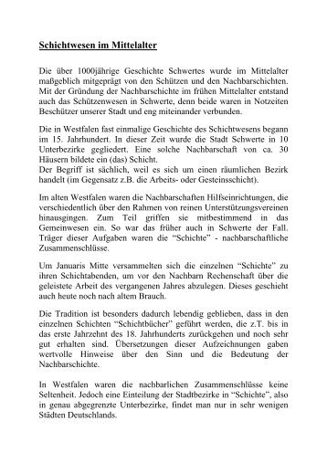Schichtwesen im Mittelalter - Stadt Schwerte