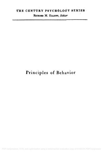 Principles of Behavior - Clark Hull