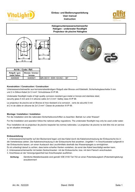 522220 UWS-Scheinwerfer_50W_Art.Nr.4240020