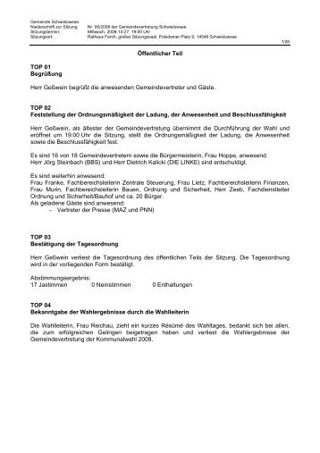 Niederschrift zur Sitzung Nr. 06/2008 am 27.10.08 - Gemeinde ...