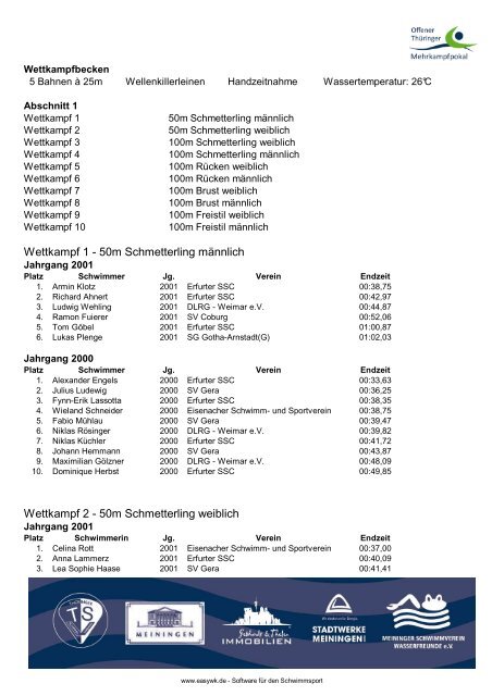Protokoll 8. Oktober 2011 in Meiningen - 1. Schwimmklub Greiz von ...