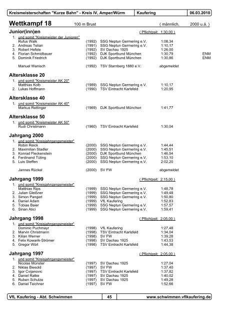 Protokoll KMKB 2010 inkl. Medaillenspiegel und ENM-Liste