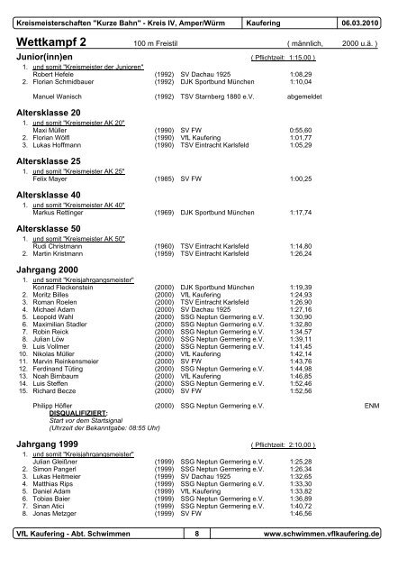 Protokoll KMKB 2010 inkl. Medaillenspiegel und ENM-Liste