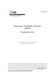 European Voluntary Service (EVS) Vacancies List - VSI
