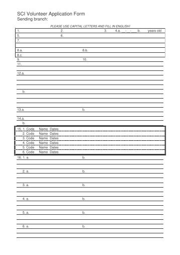 SCI Volunteer Application Form