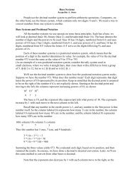 Number Systems Humans use the decimal number system to ...