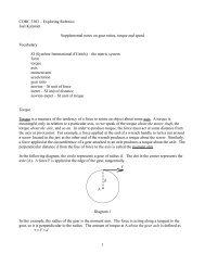 Supplemental notes on gear ratios, torque and speed
