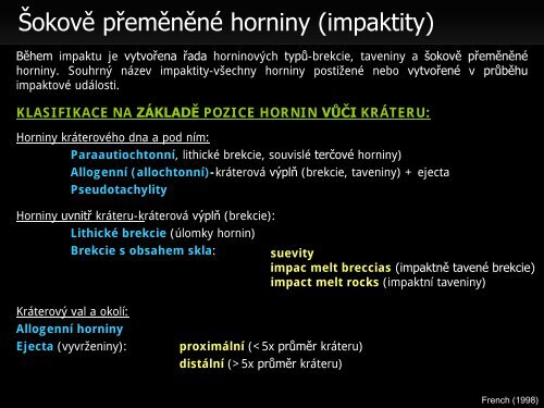 Meteority a impaktní krátery - Přírodovědecká fakulta - Masarykova ...