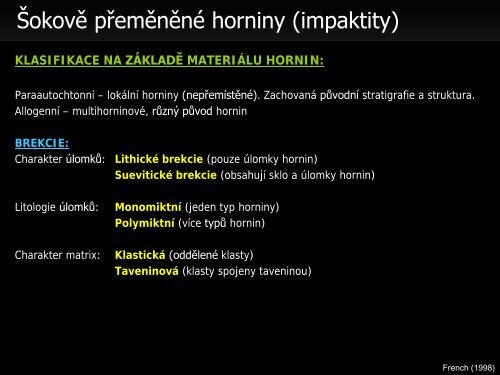 Meteority a impaktní krátery - Přírodovědecká fakulta - Masarykova ...