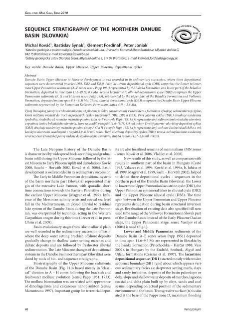 sequence stratigraphy of the northern danube basin (slovakia)