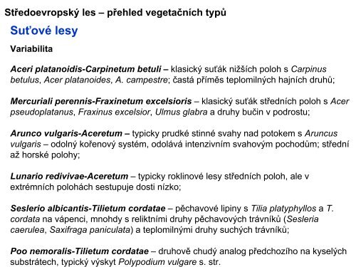 Středoevropský les – přehled vegetačních typů Potoční vrbiny ...