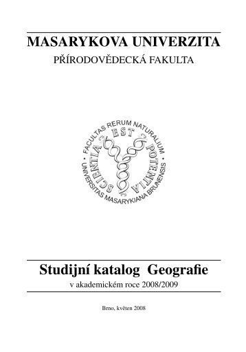 Studijní katalog Geografie - Masarykova univerzita