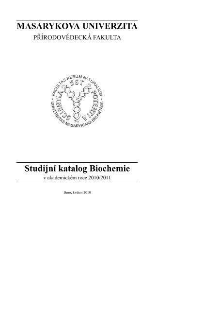 Studijní katalog Biochemie - Masarykova univerzita