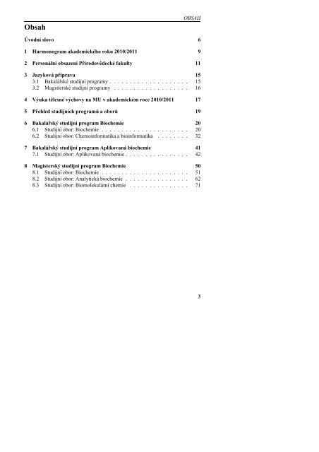 Studijní katalog Biochemie - Masarykova univerzita