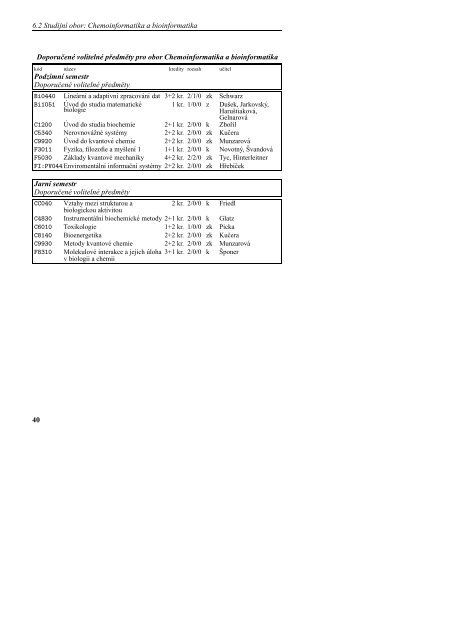 Studijní katalog Biochemie - Masarykova univerzita