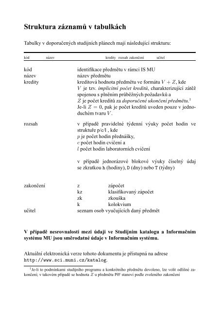 Studijní katalog Biochemie - Masarykova univerzita